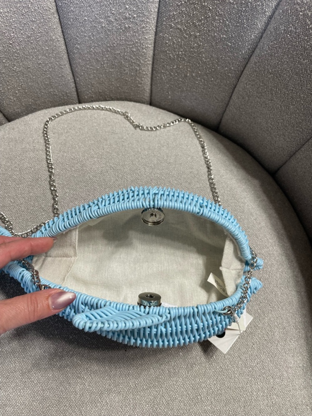 Tik Tok Viral Tommy Bahama Blue Wicker Dolphin Crossbody Shoulder Clutch Bag NWT - Picture 4 of 9